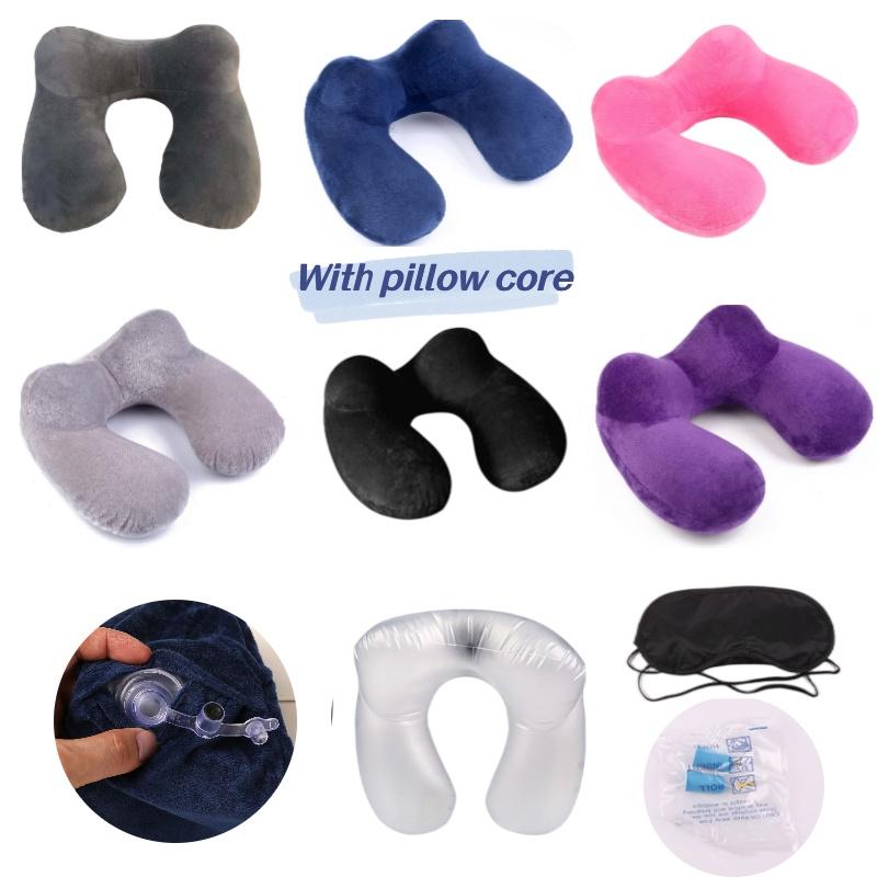 U-shaped Inflatable Neck Pillow Set For Travel With Camel Hump Design Soft And Comfortable