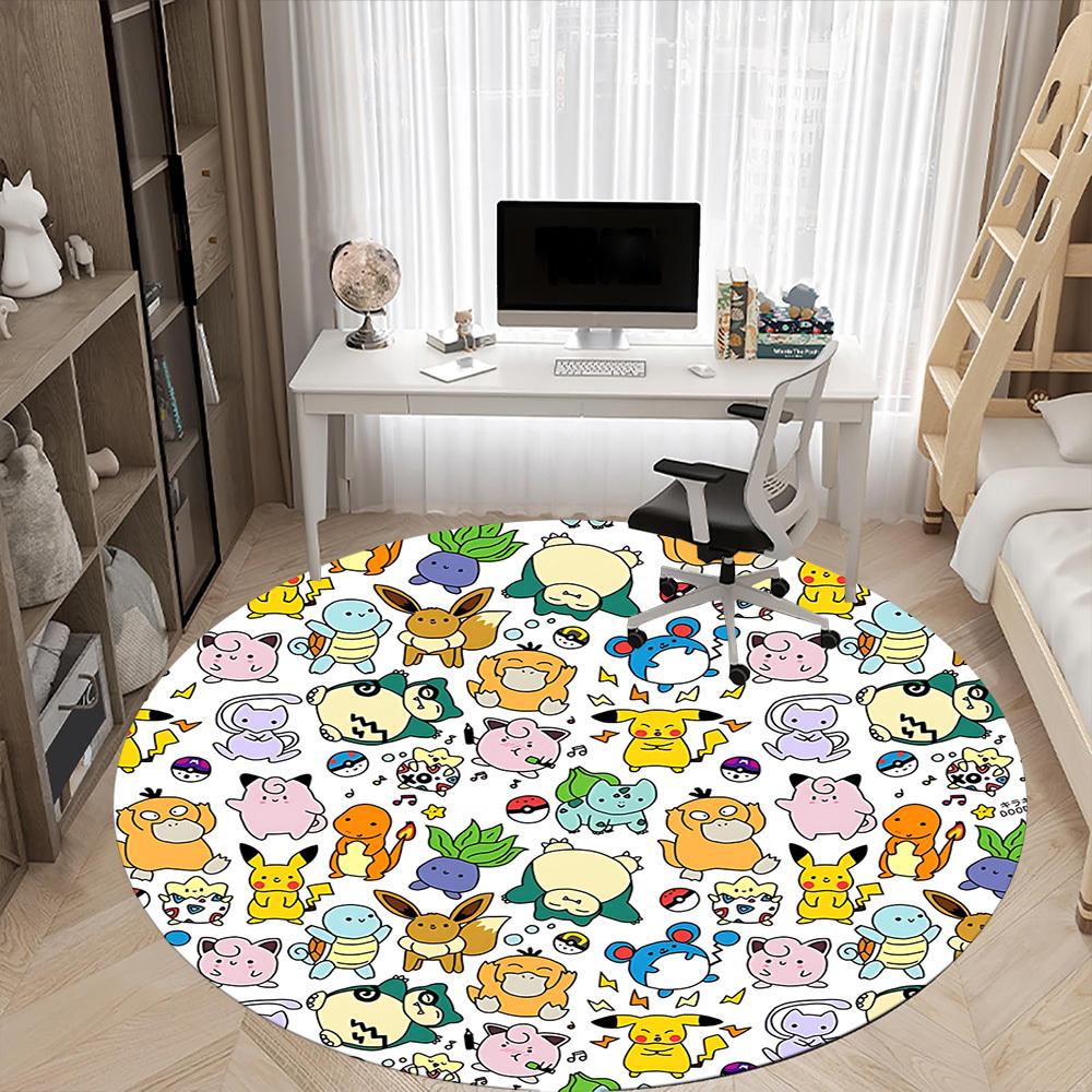 1pc Pokemon Chair Carpet for Office Non Slip, Machine Washable Rug for Office, Room Holiday Decor for Christmas, Birthday Polyester