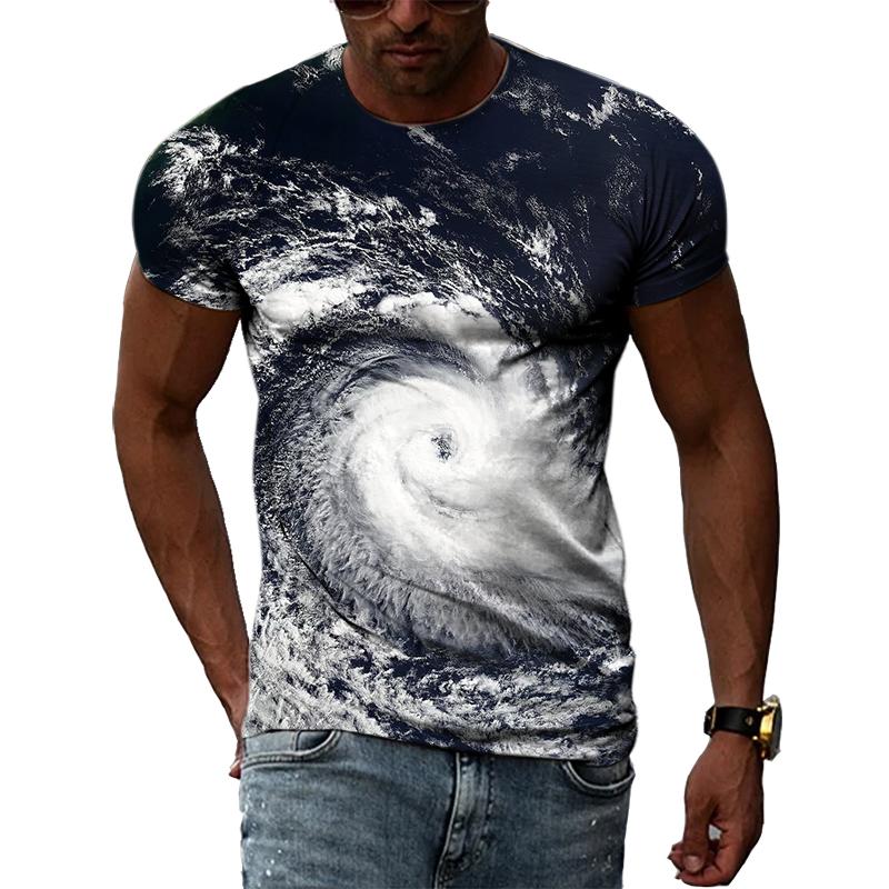 

Летние модные футболки с рисунком Торнадо, мужские повседневные футболки с натуральным климатическим рисунком и принтом, оригинальные футболки с круглым вырезом и короткими рукавами