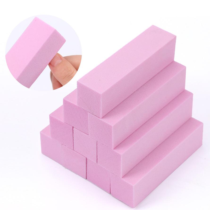Buy 10PCS/Set Pink FourFaced Abrasive Grit Sponge Nail Buffers Block