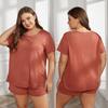 Oversized Summer Pajama Set for Women Plus Size Sleep Lounge Wear Short Sleeve Shirt and Short Pants Round Neck Two Piece