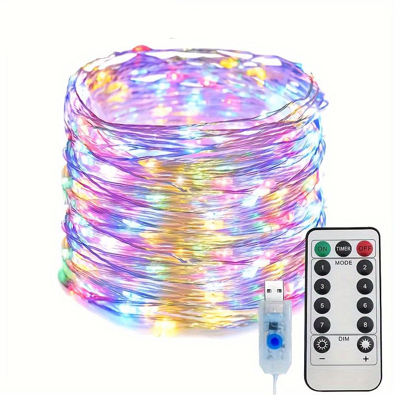 USB Fairy Light String 8 Lighting Modes Remote Control Operation Colorful Light String Perfect for Weddings, Bedrooms, Christmas Decorations
