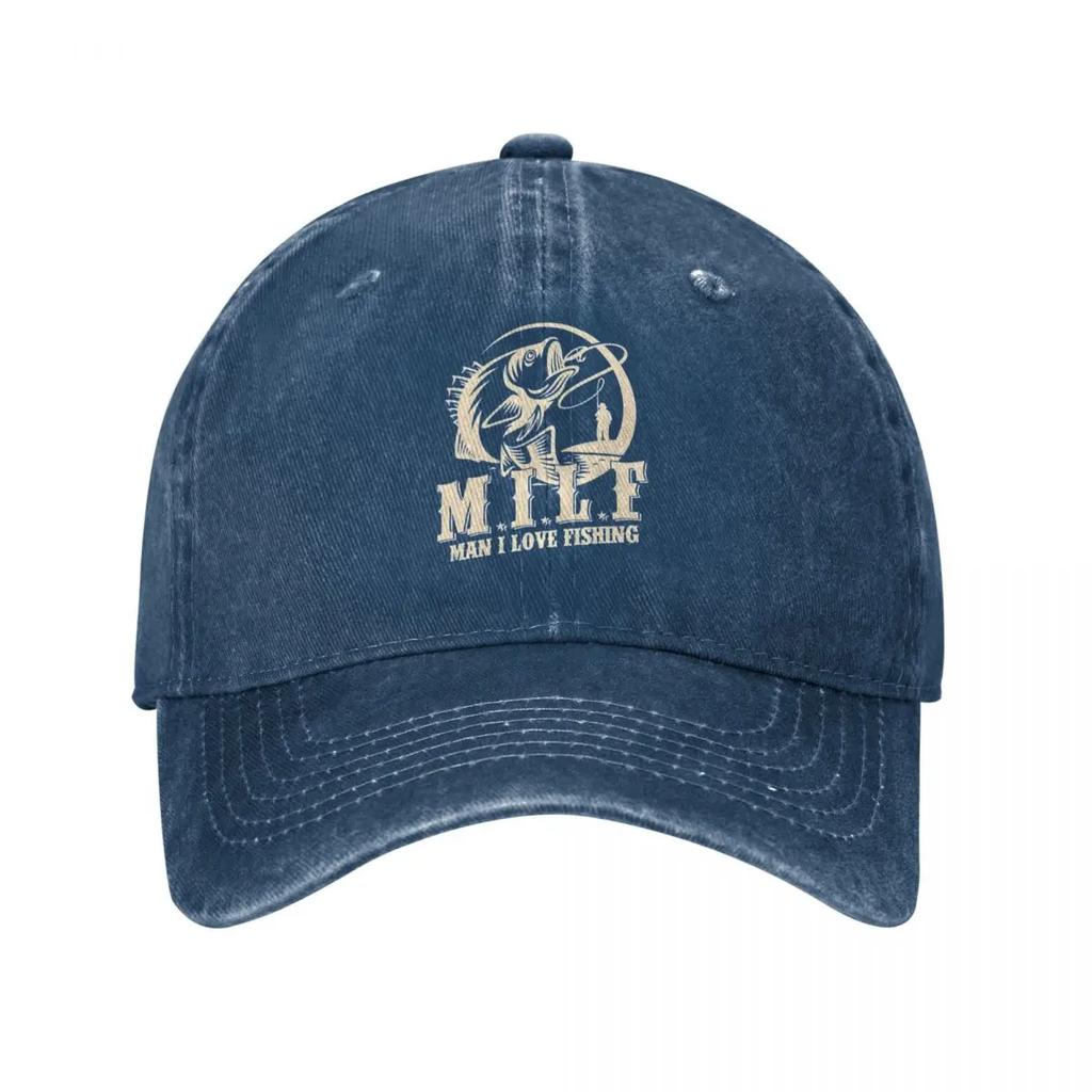 Fashion MILF Man I Love Fishing Baseball Cap Unisex Style Distressed Cotton Sun Cap Fisherman Travel Gift Hats Cap