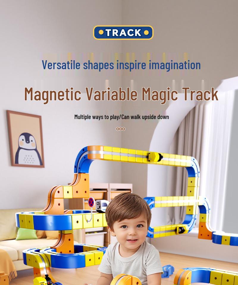 International Children's Educational Magnetic Building Blocks High-speed Rail Toy Train.