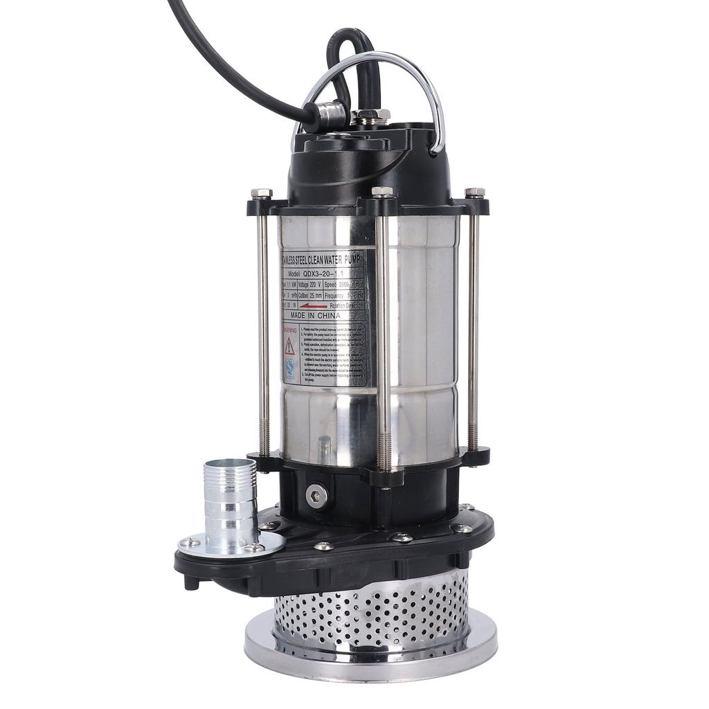 Stainless Steel Submersible Pump Electric Water Removal Transfer 1100W 20M Head 3meter3h for Pool