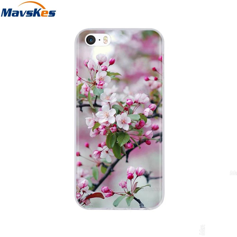 For iPhone 5s SE 5 Case Cover Silicone Soft TPU Cover Print Flower Cute Animal Phone Case For iPhone 6s 6 7 8 Fundas Clear Cases