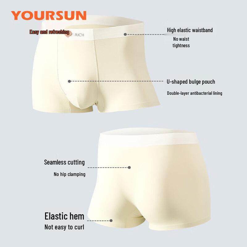 Men's Seamless Ice Silk Antibacterial Boxer Briefs 3-Pack