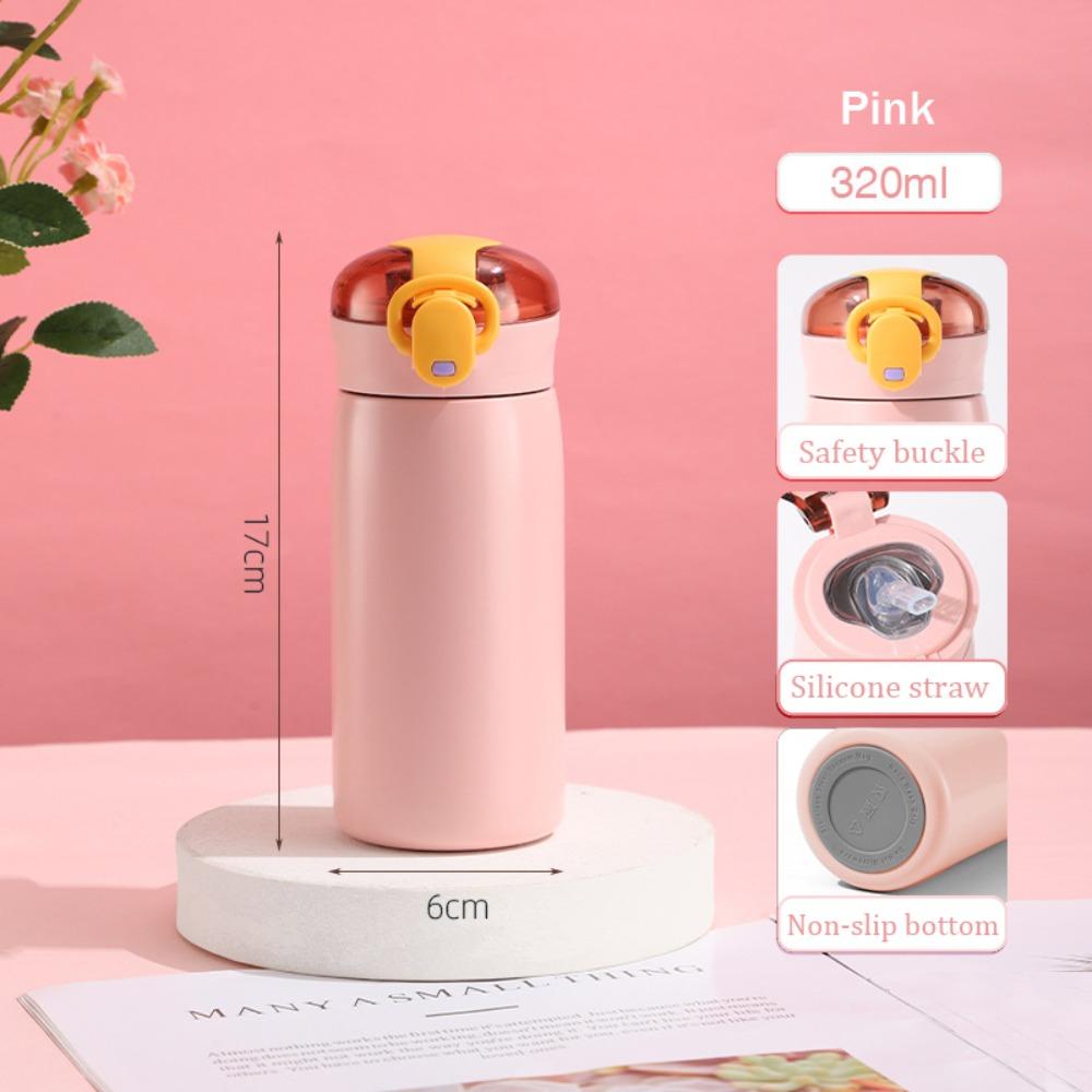 304 Stainless Steel Vacuum Flask Leak-Proof Stainless Steel Tumbler Outdoor Activities Pink - 320ML