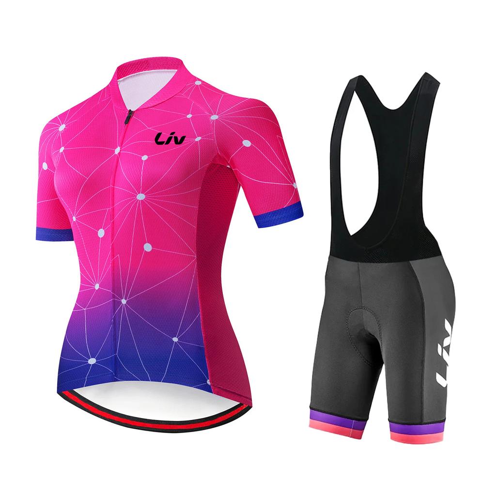 Clothing Women's Summer Cycling Clothing Short Sleeved Quick Drying Sportswear Outdoor Cycling Bib Cycling Set 2026 Summer Breathable Cycling Suit