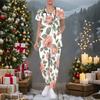 Women Plus Size Rose Printed Nurse Scrub Set V Neck Short Sleeve Pocket Top Long Pants