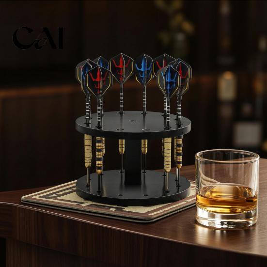 Dart Storage Shelf Acrylic Holder Stand, 12 Slots Holder, Round Compact Desktop Box Tabletop Display Rack, Space Saving Rack for Game Room