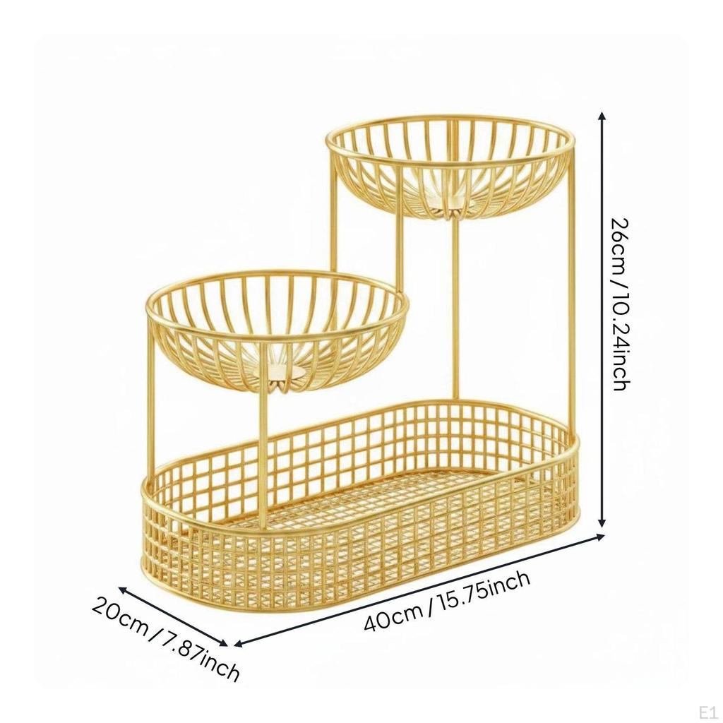 Fruit Basket Ventilated Design Strong LoadBearing Countertop Snack Holder for Living Room, Kitchen,