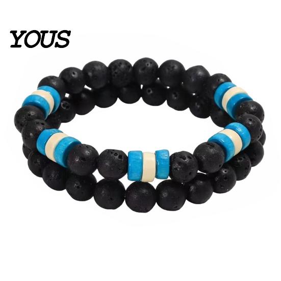 Versatile Fashion Accessories for Men Natural Obsidian Stone Bracelet Men, 8mm Rock Beaded Simple Wrist Decor Stretch Bracelet, Stackable Elastic