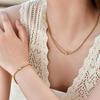 Vnox 2pcs/set Round Single Cubic Zirconia Necklace Bracelet For Women Stainless Steel Square Chain Trendy Jewelry Gifts