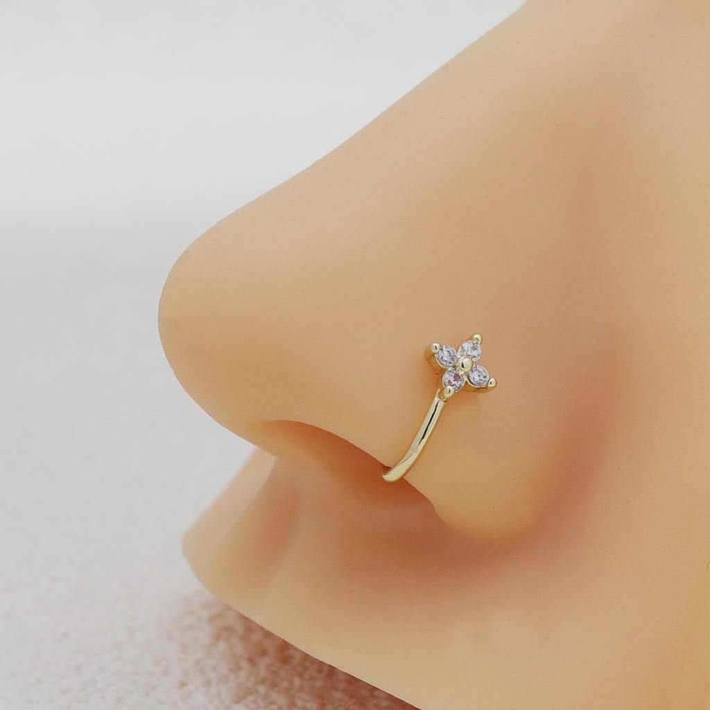 1Pcs Female Personalized Non-pierced U-shaped Nose Clip with Simple and Elegant Crystal Round Nose Stud