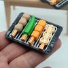 Mini Grill Skewer Set Miniature Food BBQ Accessories Resin Mini Grilled Sausage Grill Tray Seasoning Bottles for 1:12 Scale Miniature House And Dolls