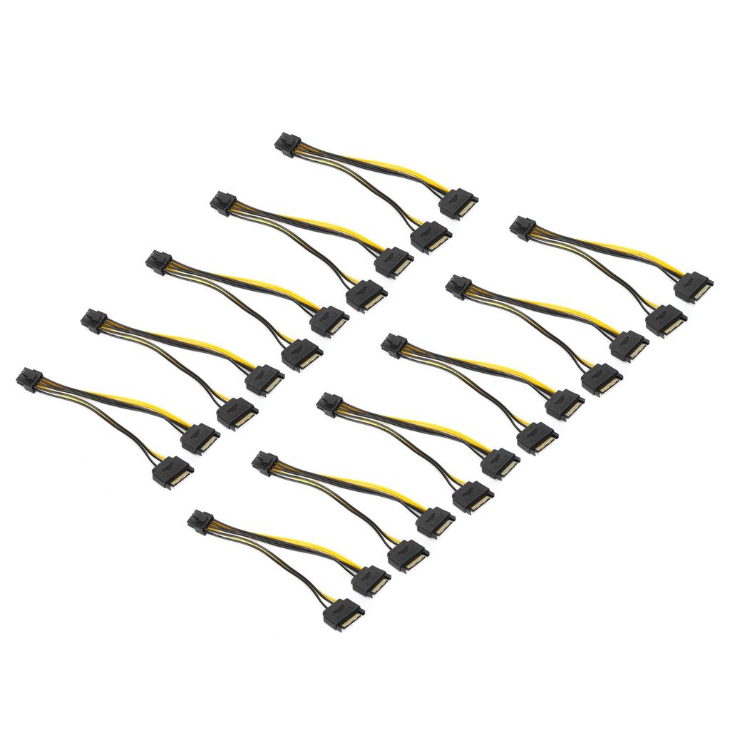 10pcs Sata Cable Dual 15pin To Graphics Card 6+2pin Graphics Card 8pin Power Extension Cable for Laptop Desktop