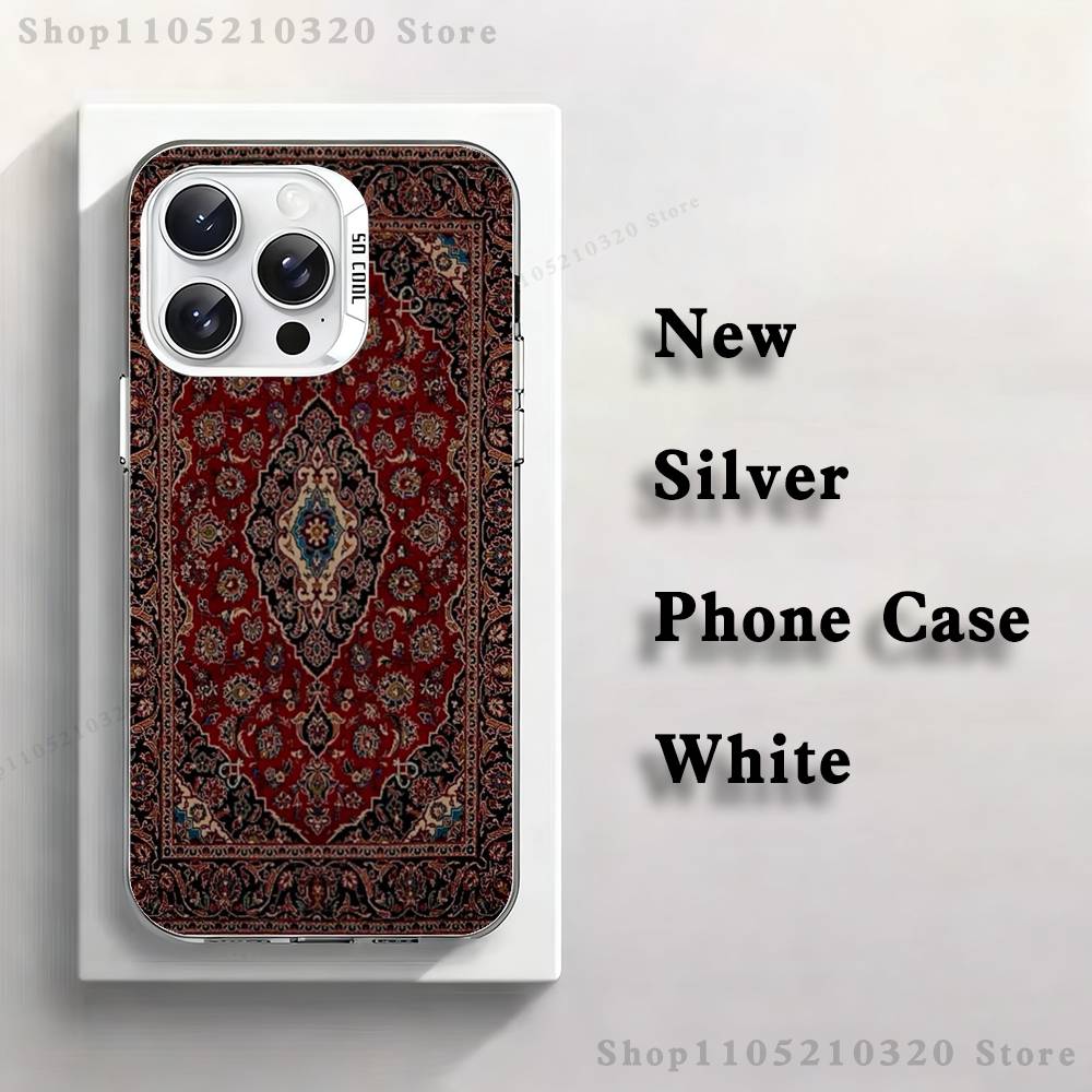 Arab Persian Carpet Floral Phone Case For iPhone 17,16,15,14,13,12,11,Pro,Max,Plus,Mini,XS,SE Anti Fall White Matte Hard Bumper