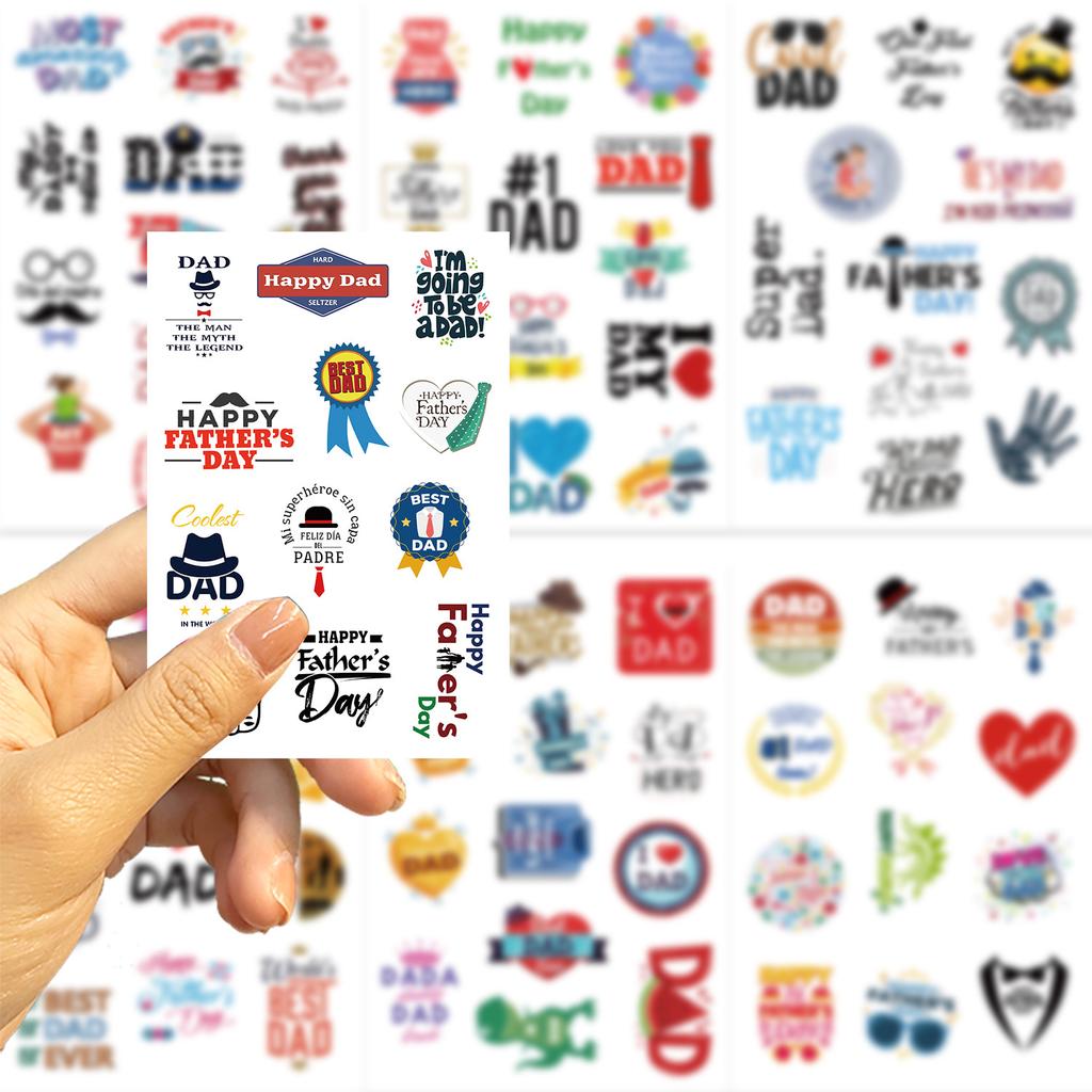 8 Father's Day Stickers Can Be Waterproof Diary Hand Stickers Gu Card Stickers DIY Decorative Stickers Stickers