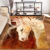 Majestic White Horse Carpet with Fiery Golden Artistic Design Suitable for use as an anti-slip for living room bedroom sofas