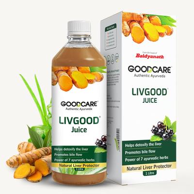 Goodcare LivGood Liver Care Juice 1000ml by Baidyanath | Antioxidant-Rich Detox | 7 Ayurvedic Herbs | Supports Liver Health, Digestion & Metabolism