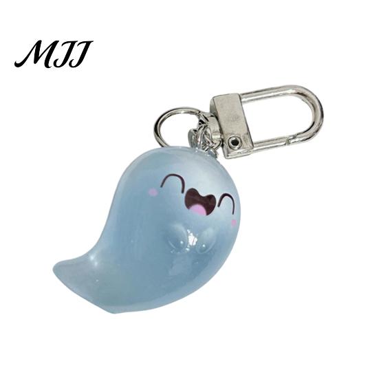 Glow Keychain Glow-in-the-dark Ghost Luminous Design Multiple Expressions Halloween Bag Hanging Ornament Accessory