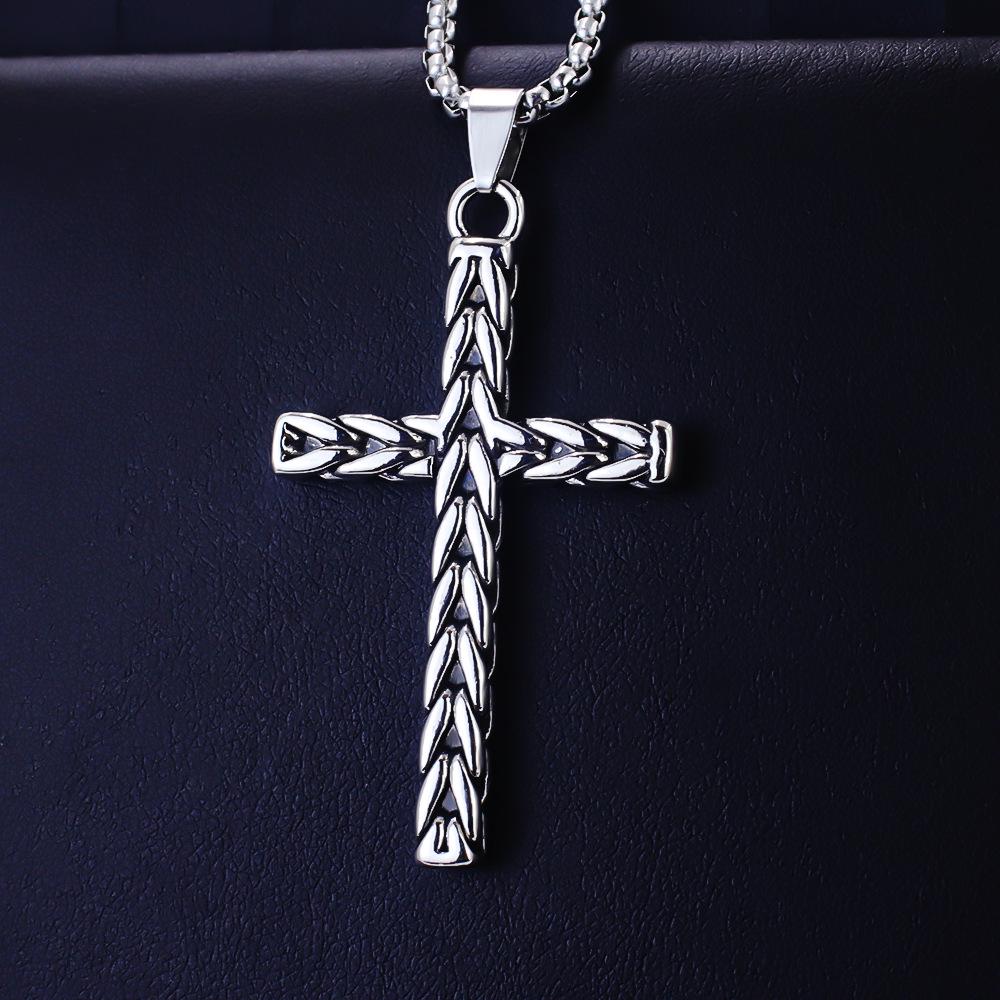 2025 Stainless Steel Cross Pendant Necklace for Men and Women - Trendy Retro Religious Design