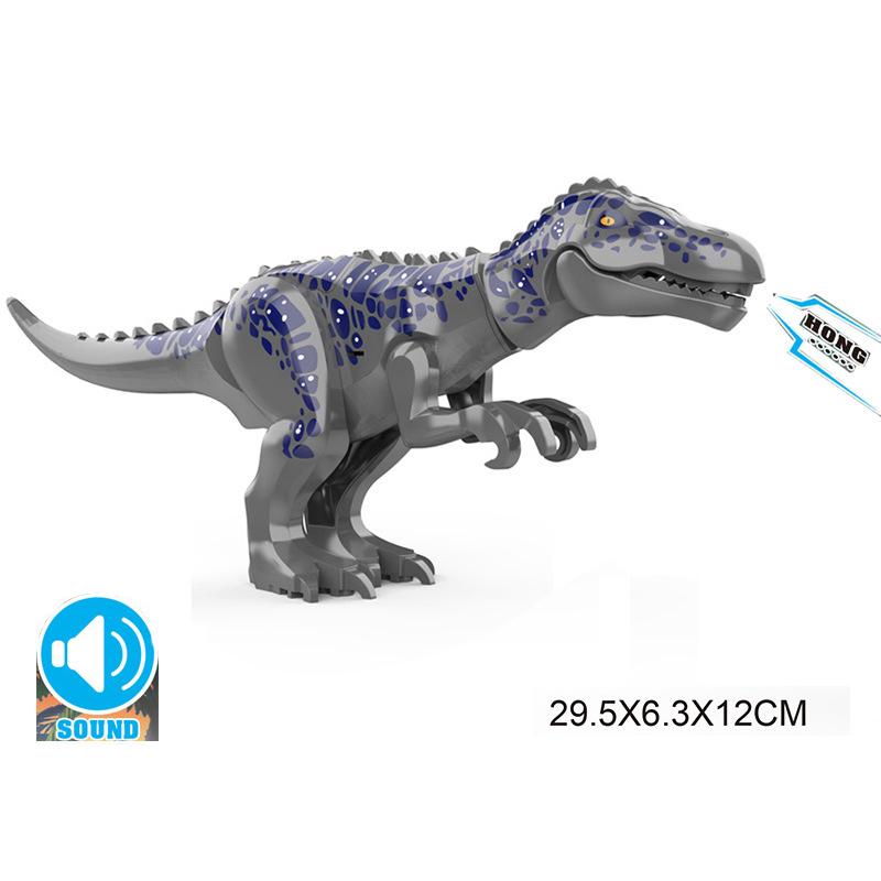 With Sound Assembled Building Blocks Dinosaur World T-Rex Velociraptor Triceratops Jurassic Animal Model Bricks Figure Toys Gift