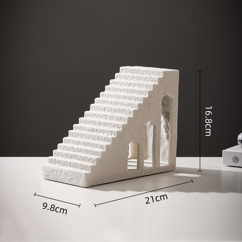 Creative Hollowed-out Buildings Resin Architecture Staircase Geometric Interlaced Staircase Archway Home Decoration Accessories