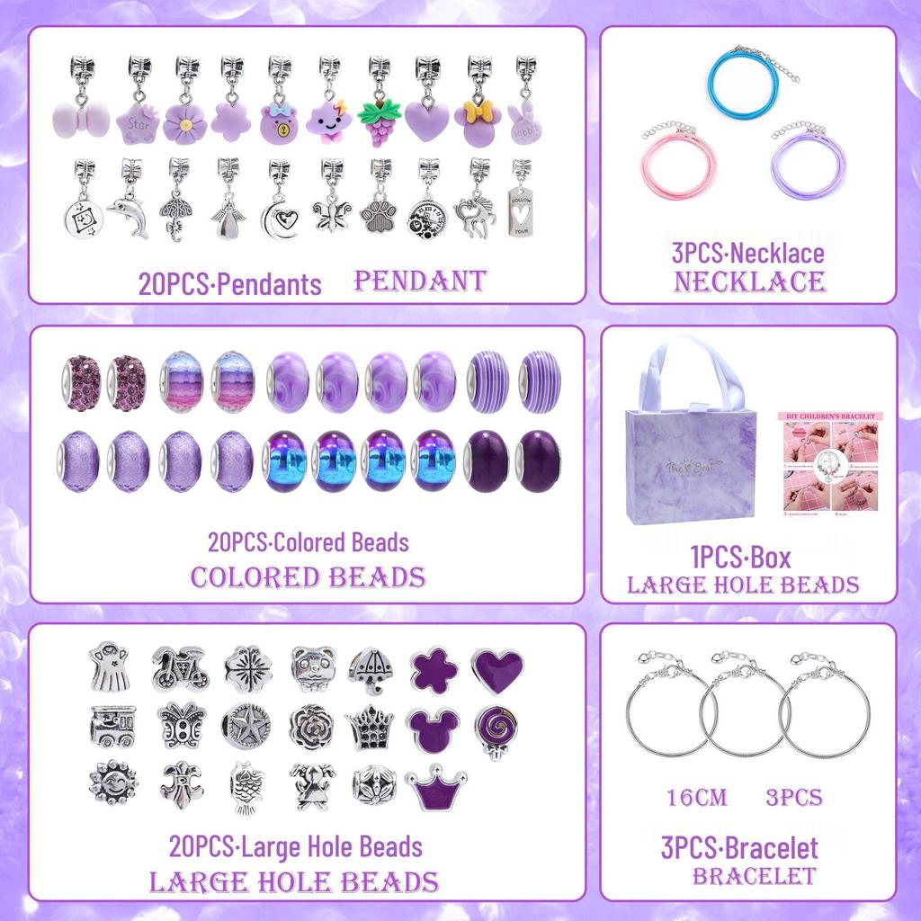 Colorful Crystal Beaded DIY Children's Bracelet Set with Unicorn Accessories