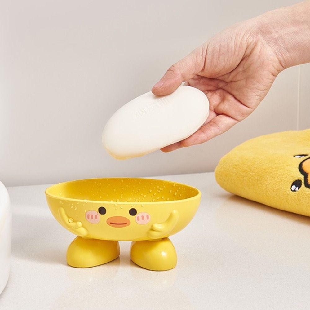 Portable Little Yellow Duck Storage Rack Drainable Yellow Soap Box Holder Durable Cartoon Soap Dish Box