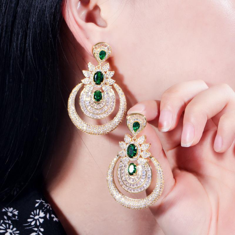 Popular Personalized Creative Earrings, Needle Slightly Inlaid Zircon Electroplated 18K Gold Earrings