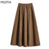 MOJTA Damenbekleidung, hohe Taille, Frühling und Herbst, Übergröße, dünner A-Linien-Rock, lockerer, lässiger mittellanger Rock