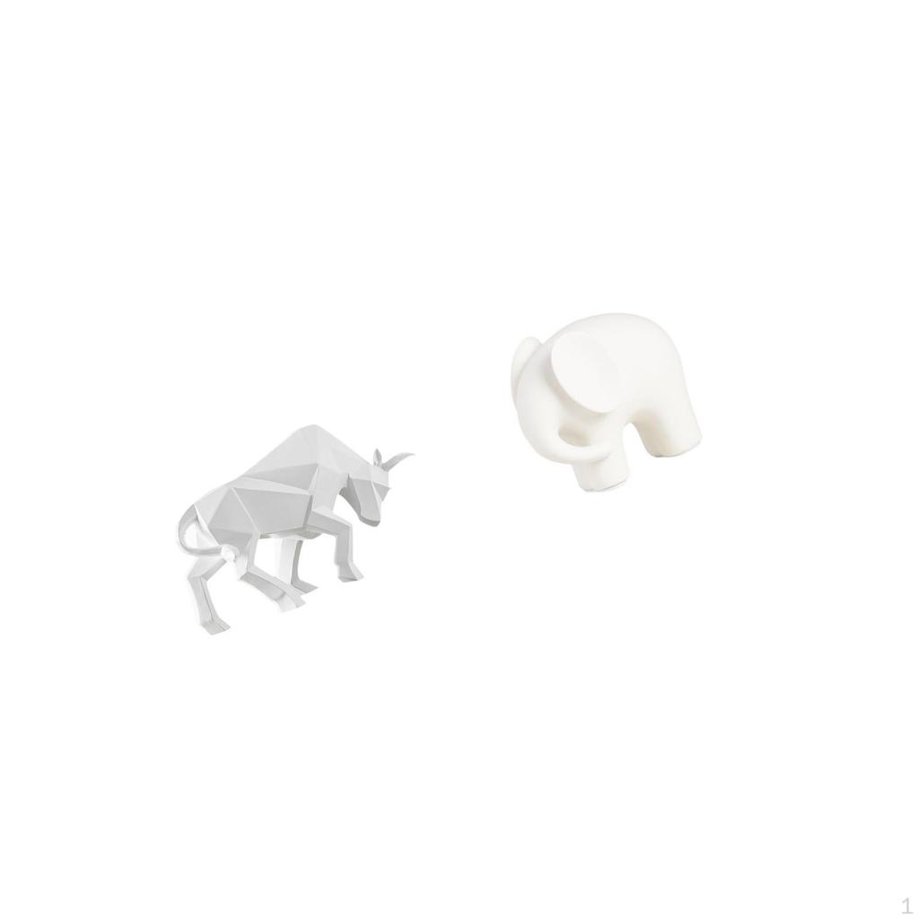 Modern Resin Bull And Ceramic Elephant Animal Sculpture Collectible Figurine for Entryway Tabletop