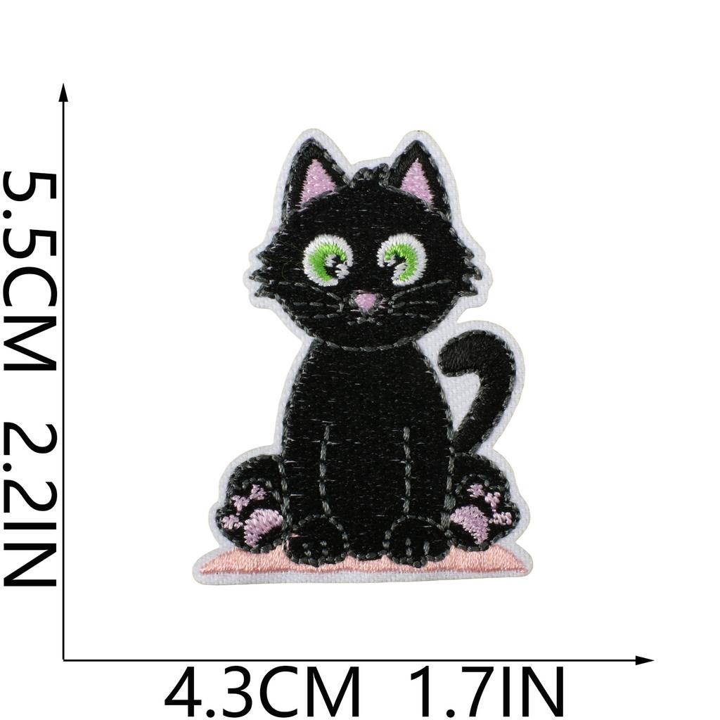 Cat Party Embroidery Cloth Sticker Ironing Cartoon Kitten Embroidery Label Tide Play Bag Decoration Patch Sticker Cute Meow Meow