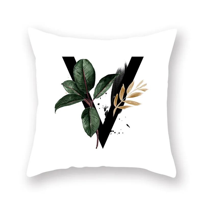 Sofa Pillow Cushion Wholesale Nordic Style Plant English Alphabet Peach Skin Pillowcase