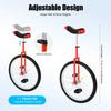 24In Red Outdoor Unicycle W/ Non-Slip Pedals - Adjustable Height One-Wheel Bike, Supports 154 Lbs for Balance Training & Fitness
