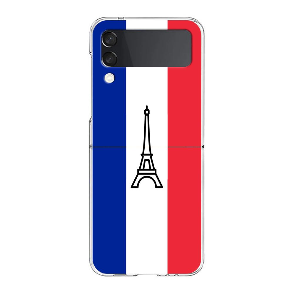 France Flag Soccer Paris Phone Case For Samsung Galaxy Z Flip 3 4 5 Hard Folding PC Shell For Samsung Z Flip3 Clear Back Cover