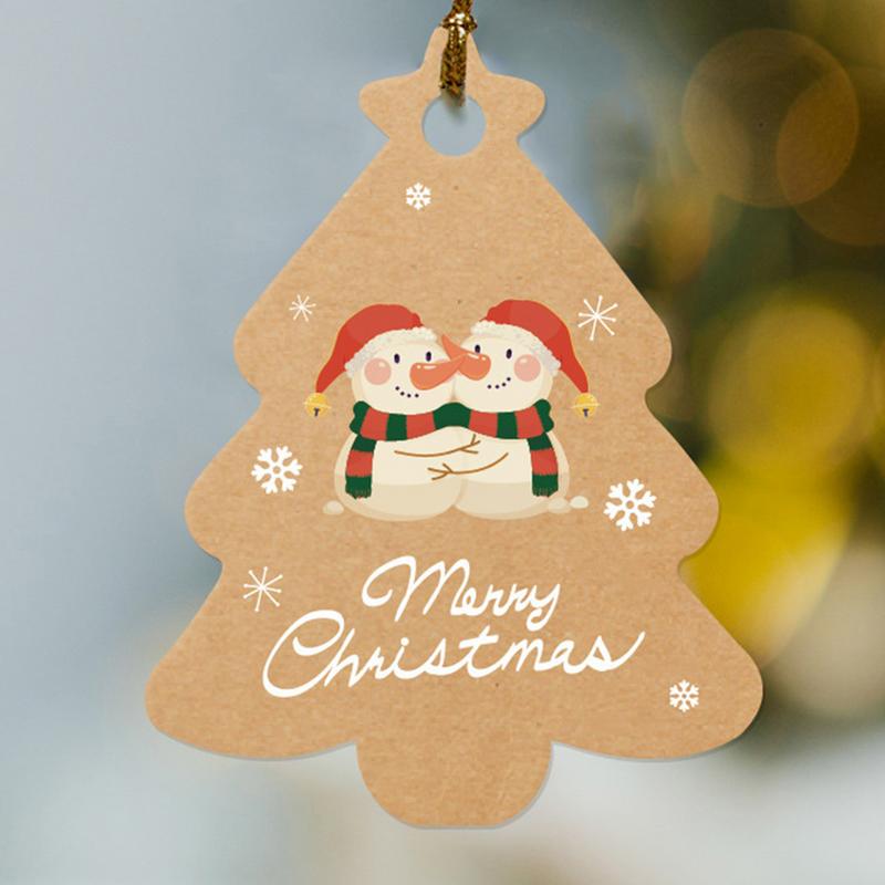 Cute Christmas Labels Kraft Paper Cartoon Holiday Tags Portable Hangable Decoration Cute Ornaments Set For Home Work