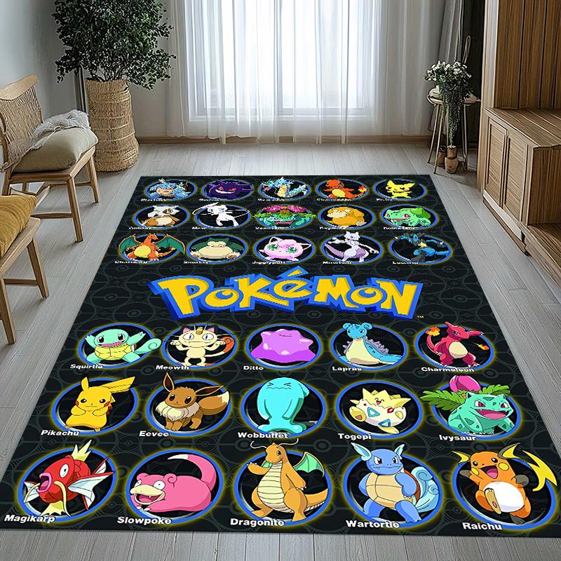 Kawaii Pokemon Pikachu Cartoon Living Room Non-Slip Area Rug Soft Carpet for Bedroom Kids Playroom Sofa,Home Decor Doormat Gift