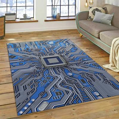 3D Chip Circuit Board Carpet Rug for Home Living Room Bedroom Sofa Doormat Kitchen Decor,Child Paly Area Rug Non-slip Floor Mat