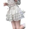 White ballet lace cake skirt female spring and summer thin sweet puffy skirt