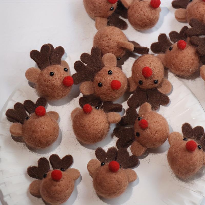 4/6pcs Felt Reindeer Figurines with Red Noses, Perfect for Christmas Party Decorations,Table Centerpieces & Holiday Home Décor