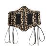 Leopard Print Cummerbund Moon Zipper Pendant Waistband Retro Wide Waist Belt  Party Accessory