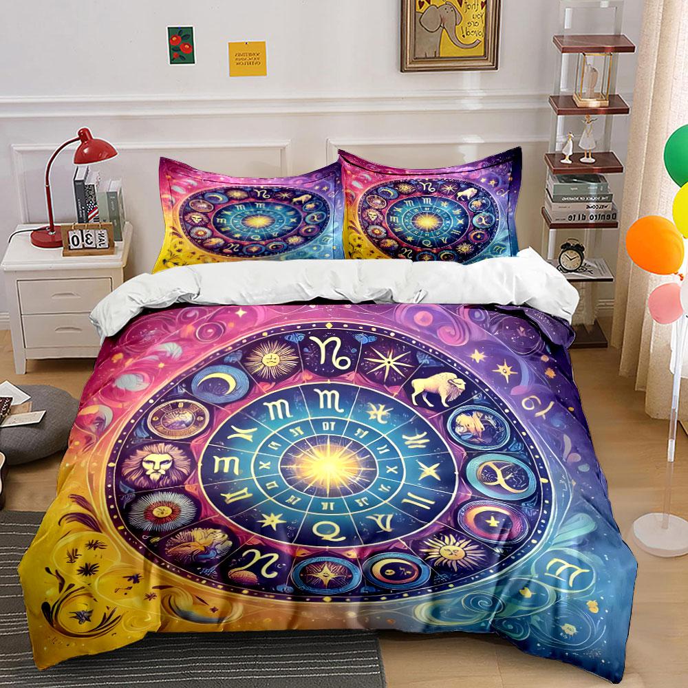 Zodiac-Themed Home Decor Set Soft Comfortable Duvet Cover Bedding Set Included 1*Duvet Cover & 2*Pillowcases, Gift