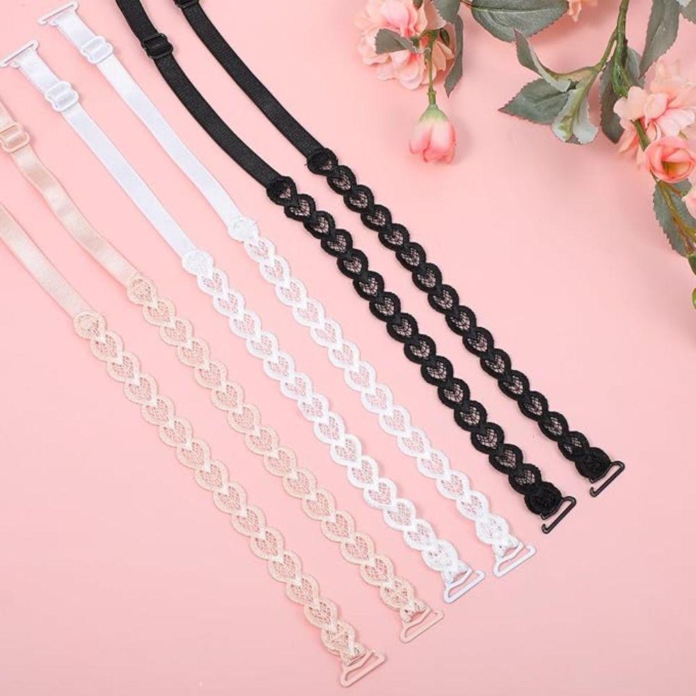 New Removable Heart Bra Straps Lace Anti-slip Heart Shoulder Belts Elastic Decorative Shoulder Straps