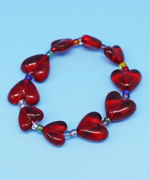 Bonbeau Fancy Heart Line Beads Bracelet Colored Heart Ball Bead Bracelet 6 Colors