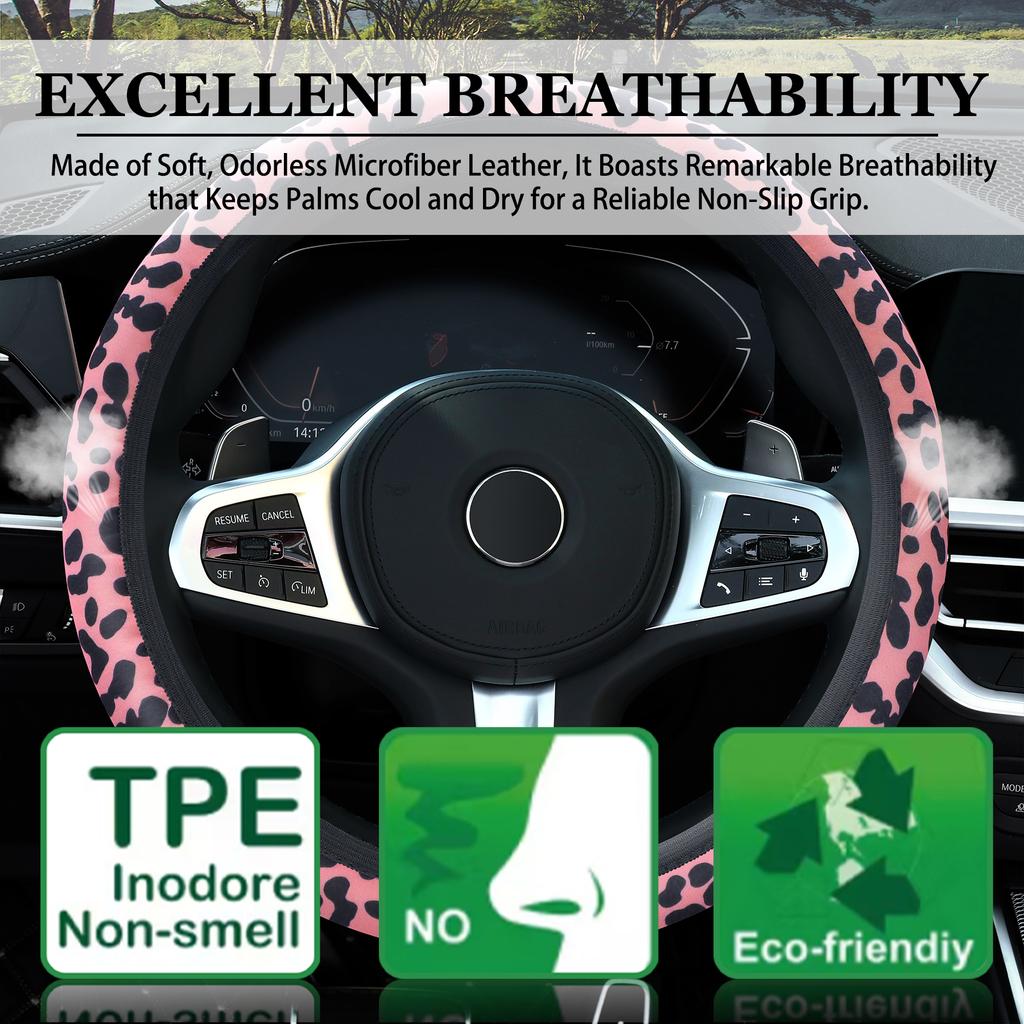 Auto Lenkradbezug hochwertiger Leopardenmuster Göttin innen atmungsaktiv rutschfest ohne Innenring Lenkerabdeckung
