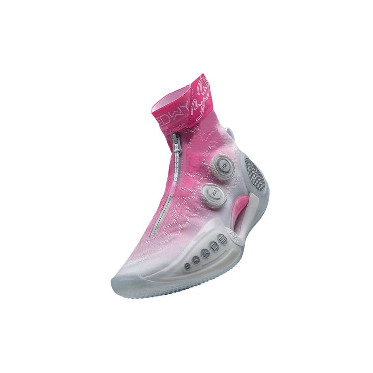 Li Ning Wow 9 Wade 9 Infinity Release Basketbalové boty s vysokým svrškem Dámské basketbalové boty Bílé Růžové ABER002-2