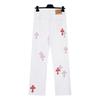 7706 CHROME HEARTS Men's and Women's American Style Trendy Jeans with Fabric Patches, Casual and Fashionable High Street Pants